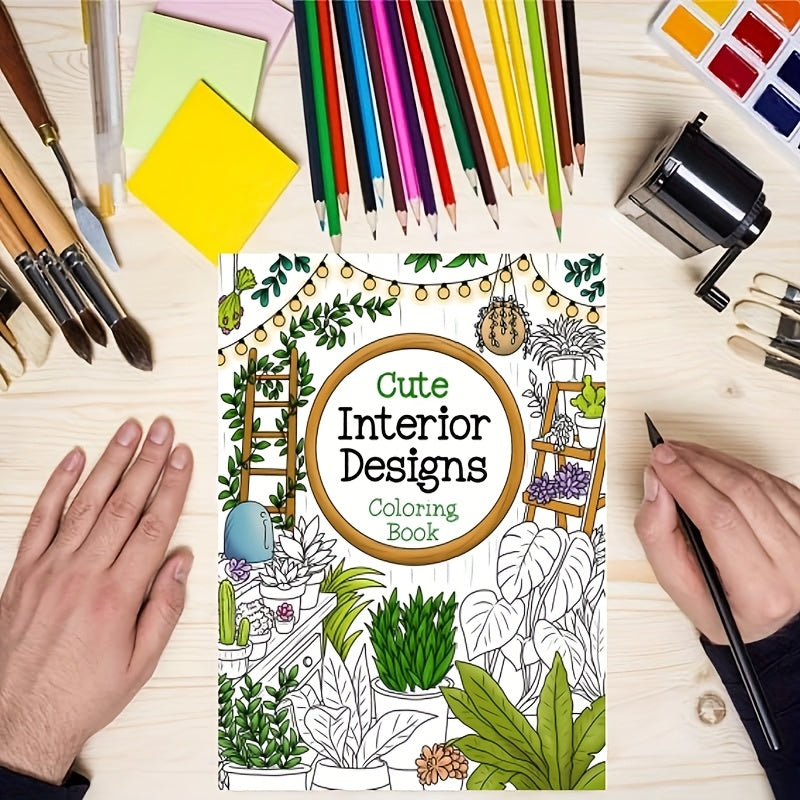 Home Themed Adult Coloring Book 24 Pages Perfect Gift Holidays Birthdays