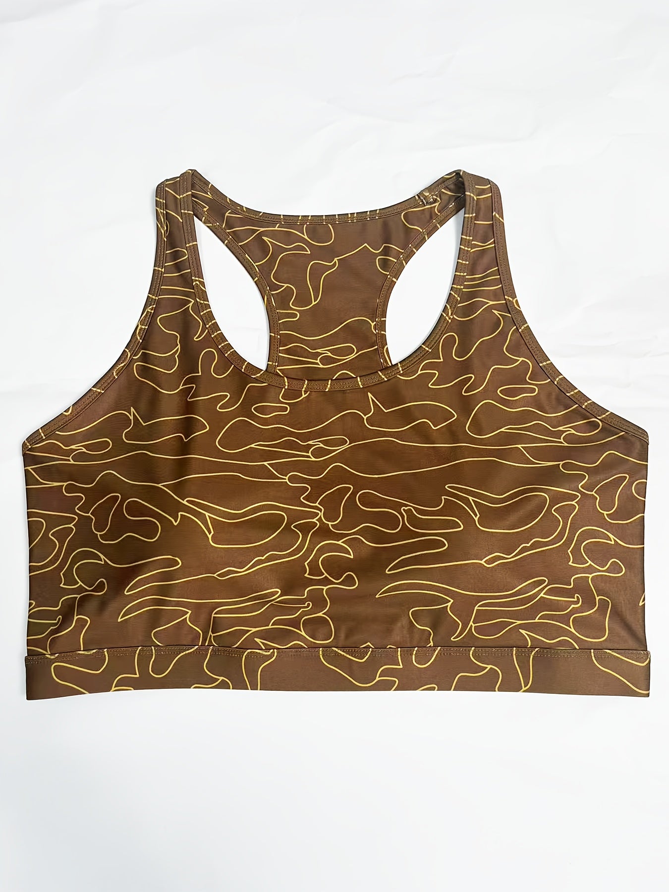 Random Print Round Neck Bra & Leggings 2 Piece Set