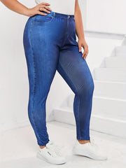 Denim Print High Rise Skinny Pants