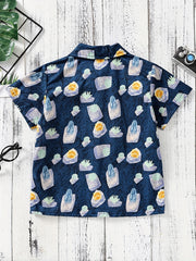 Boys Grass & Stone Short Sleeves Hawaiian Shirt for Beach Vacation