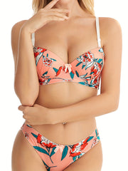 Floral Print Push Up Bra & Panties Set