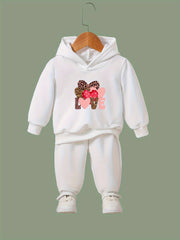 Love Pattern Long Sleeve Hooded Sweatshirt Girls Comfy Hoodies