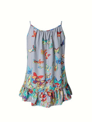 Butterfly Print Cami Top Sleeveless Summer Top Women's Clothing