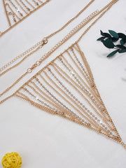 Crystal Body Chain Tassel Bra Set Women's Sexy Style