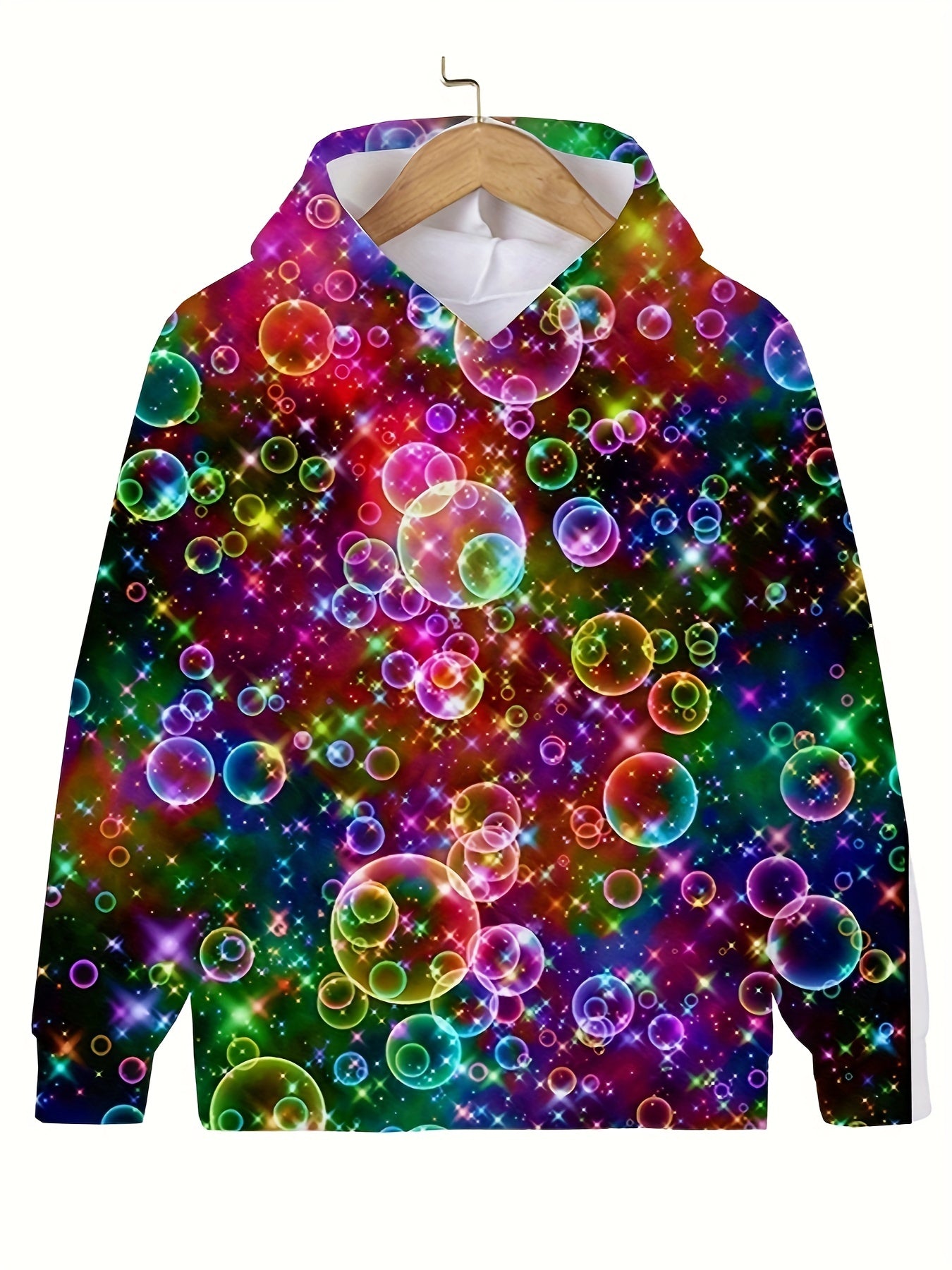 Colorful Bubbles Long Sleeve Hooded Sweatshirt for Kids