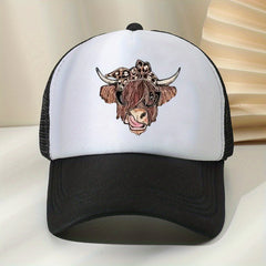 Cow Head Print Baseball Cap Sunshade Fishing Hat Summer Peaked Cap
