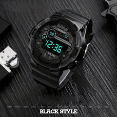 Teen Casual LED Digital Watch Silicone Band Multifunctional Electronic Gift