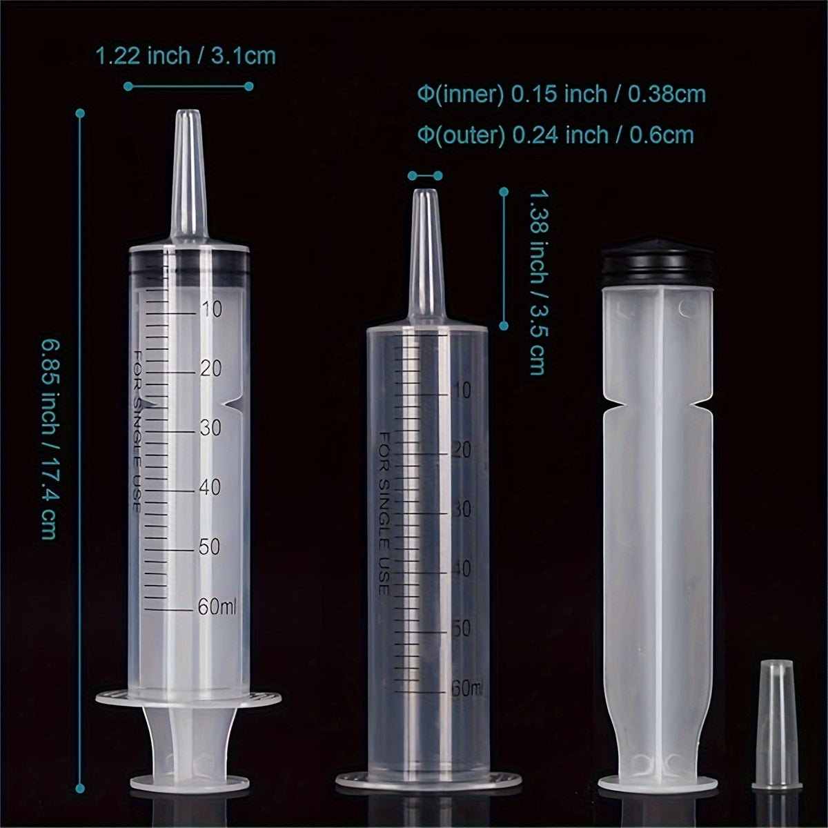 3pcs Syringe Drink Container 60ml for Parties Liquid Feeding