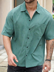 Men's Casual Solid Short Sleeve Shirt With Pocket