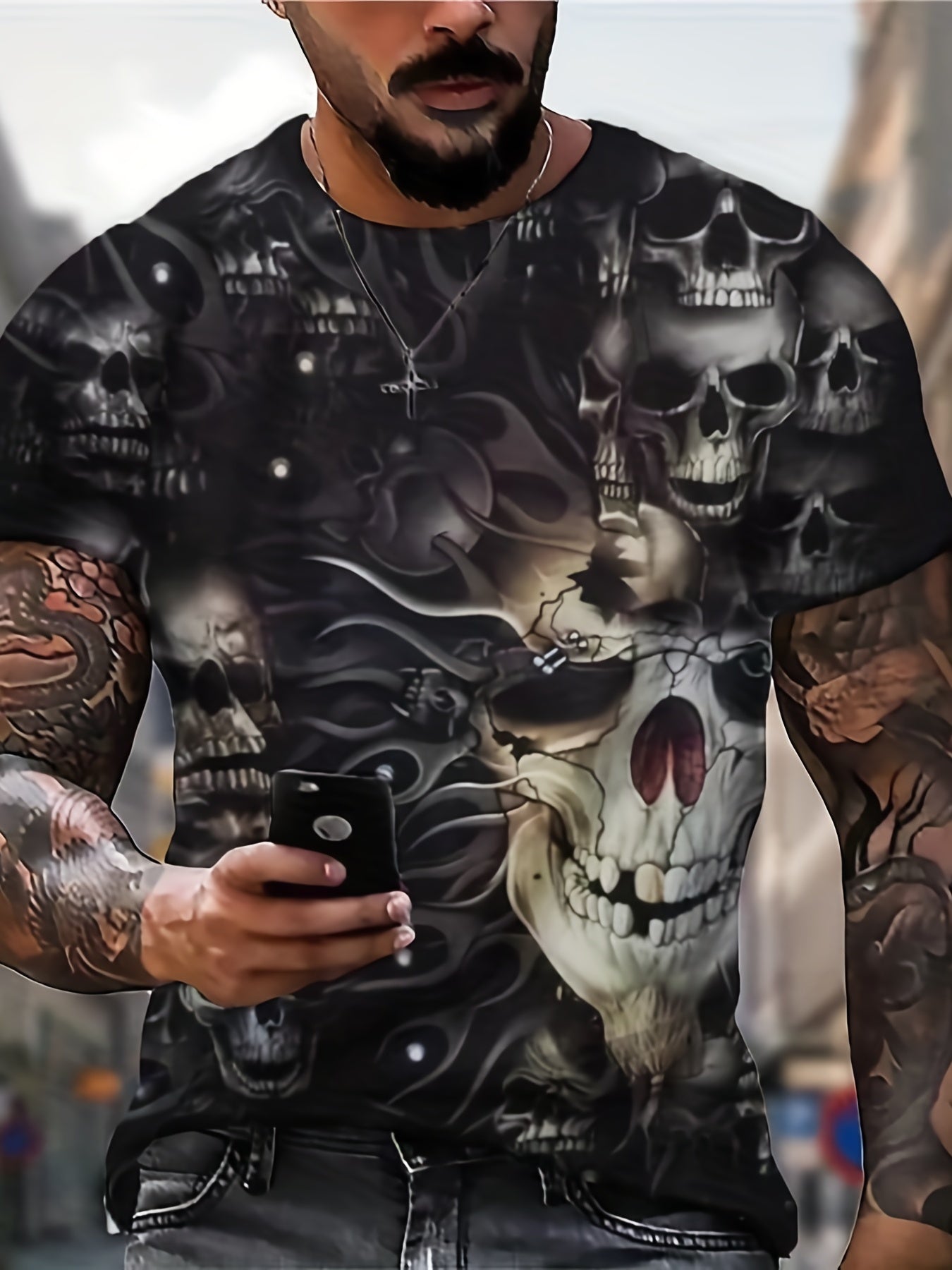 Men's Skeleton Graphic T shirt Casual 3D Print Tee