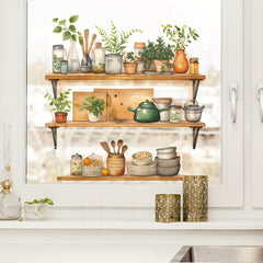 2pcs Greenery Utensil Shelf Wall Stickers for Kitchen