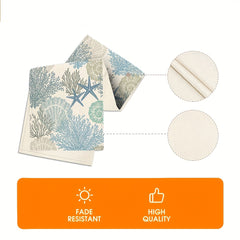 Marine Coral Shells Starfish Linen Table Runner Set