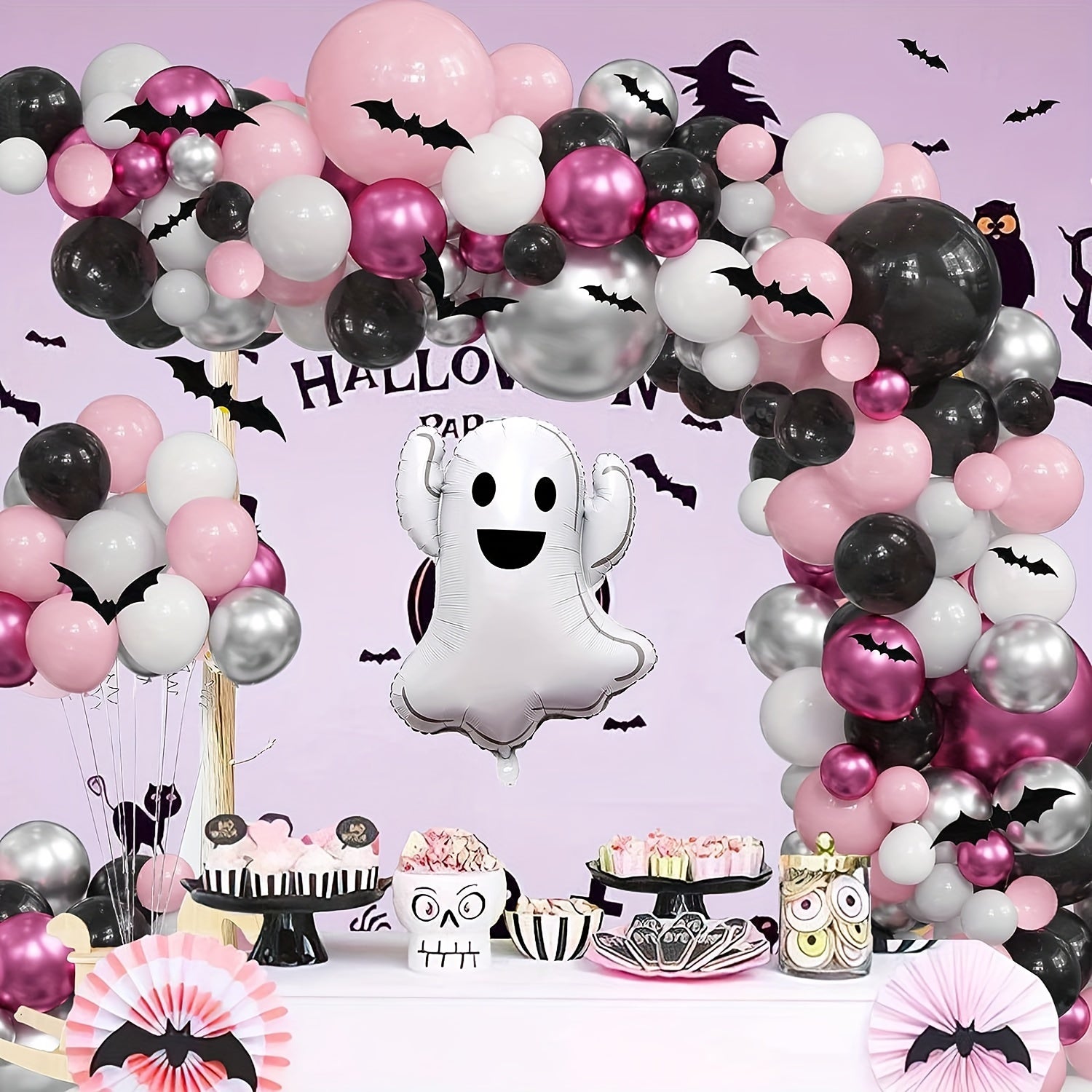 Pink Ghost Halloween Balloon Set for Girls Party Decoration