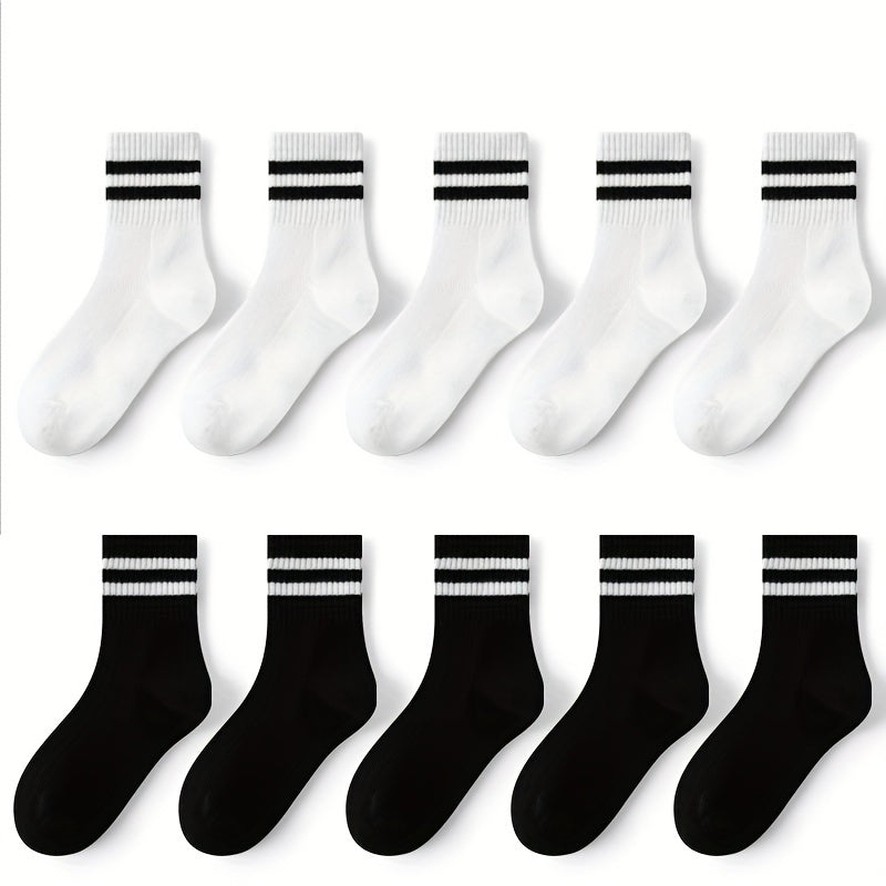 10 Pairs Boys Thin Crew Socks Spring Summer Autumn Casual Striped Kids Socks