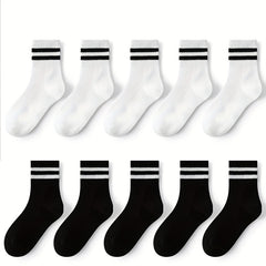 10 Pairs Boys Thin Crew Socks Spring Summer Autumn Casual Striped Kids Socks