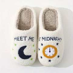 Women's Eyes Pattern Plush Lined Slippers