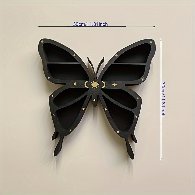 Wooden Butterfly Crystal Holder Wall Mounted Crystal Rack Home Wall Decor Gift