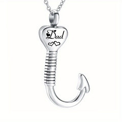 Waterproof Heart Fish Hook Cremation Jewelry Ashes Urn Necklace