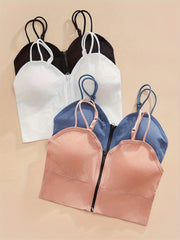 4pcs Wireless Zipper Bras Push Up Lingerie & Underwear