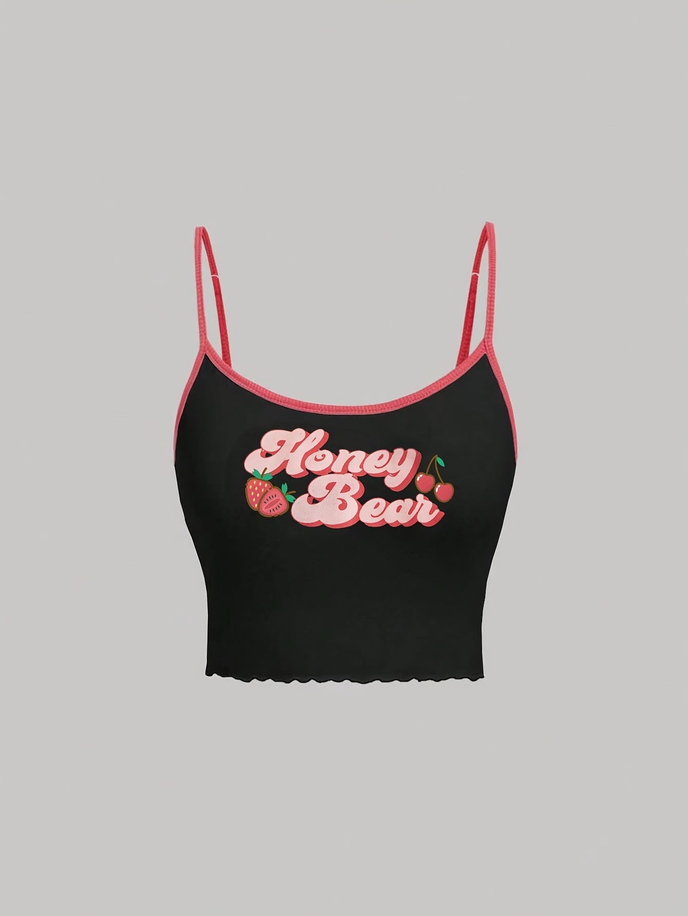 Y2K Spaghetti Top Strawberry Cherry Print Cami