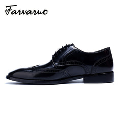 FARWARWO Wingtip Brogue Oxford Shoes Pointed Toe Formal Dress Shoes