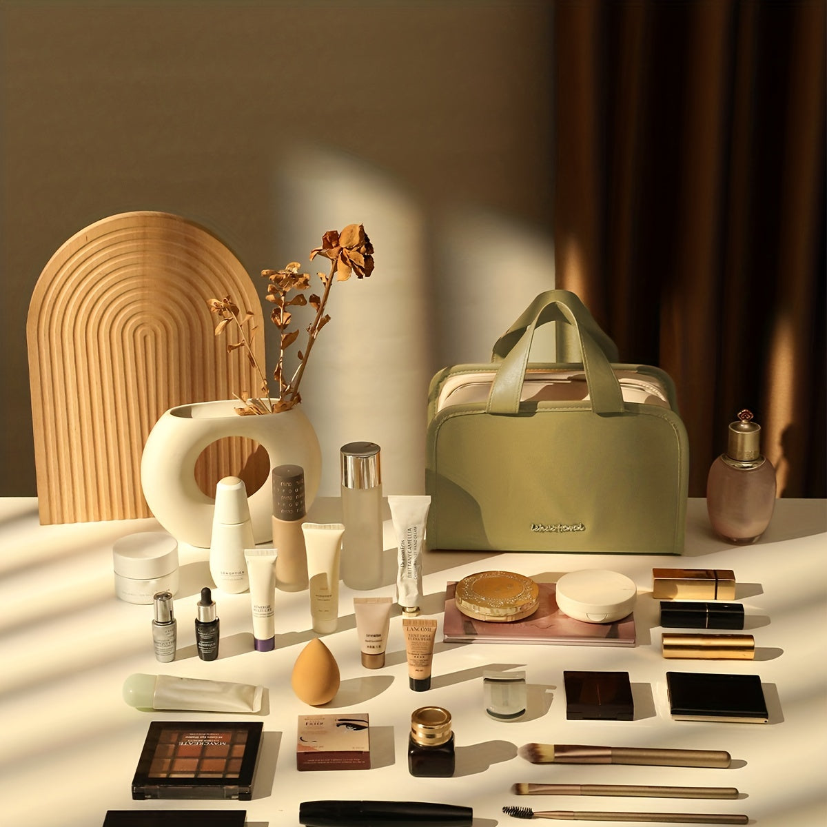 Women's Folding Makeup Bag Toiletry & Cosmetic Organizer for Travel