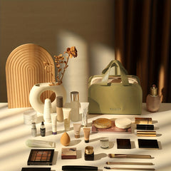 Women's Folding Makeup Bag Toiletry & Cosmetic Organizer for Travel