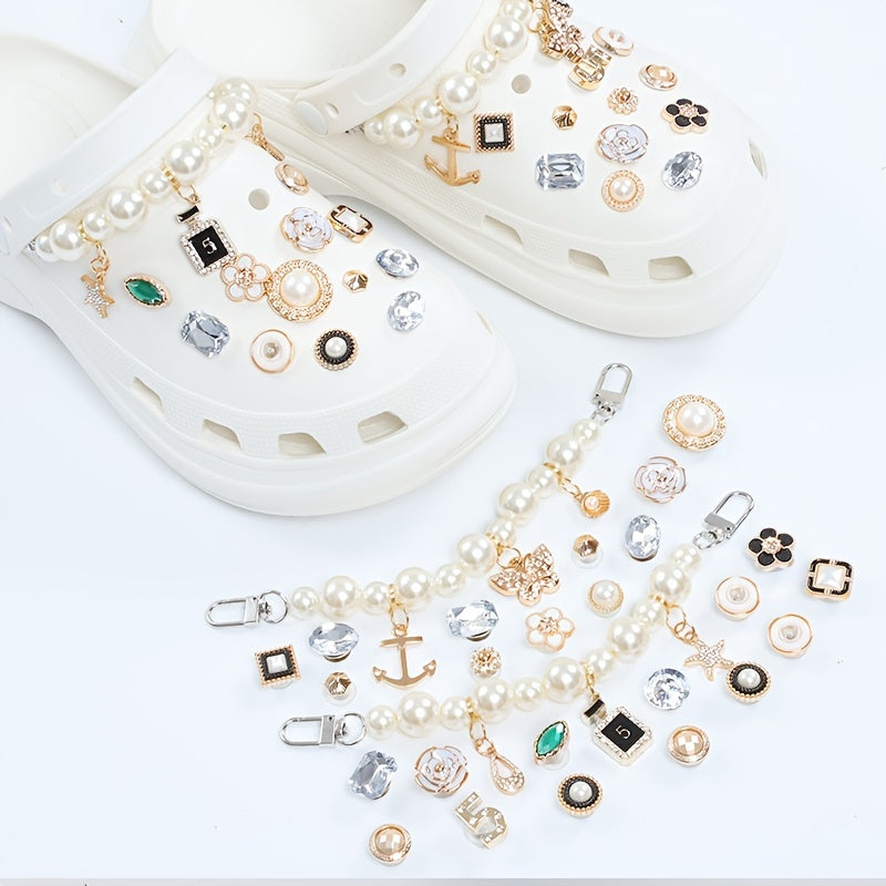 25pcs Crystal Shoe Charms Clog Shoes Decoration Bling Chain Jewelry Accessories