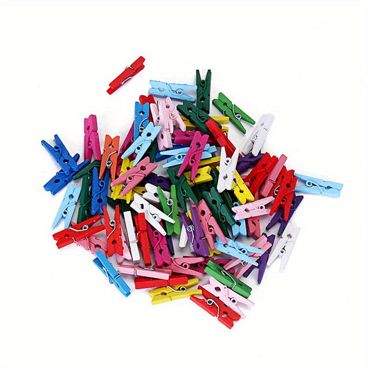100pcs Wooden Clothespins With 10m Jute Twine Craft Clips