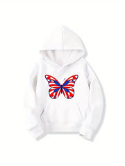 Funny Butterfly Graphics Girls' Long Sleeve Casual Hoodie Sweatshirt
