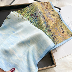 Classic Oil Painting Print Neckerchief Bandana Square Scarf