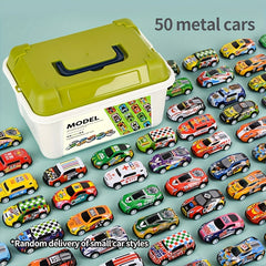 50pc Metal Car Simulation Mini Pull Back Car Model Set Small Car Racing Toy