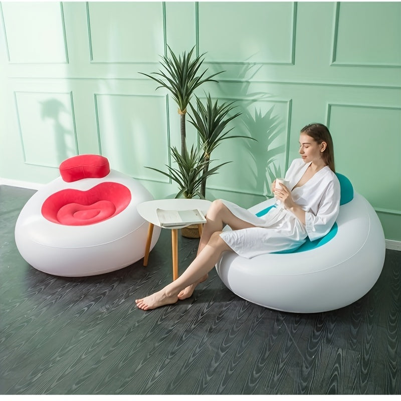 Heart Shape Inflatable Lazy Sofa with Backrest Flocking Lounge Chair