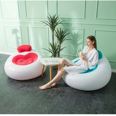 Heart Shape Inflatable Lazy Sofa with Backrest Flocking Lounge Chair