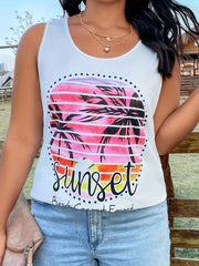 Colorblock Coconut Tree Sunset Tank Top
