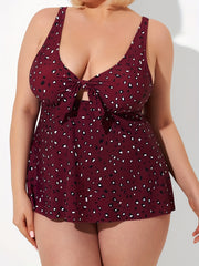 Graphic Print Knot Cut Out Swimsuit Set