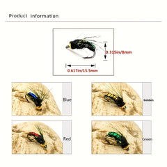 8pcs Fast Sinking Fly Fishing Nymph Bait Trout Insect Lure Micro Accessories