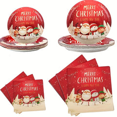 48pcs Christmas Dinnerware Set - Plates & Napkins for Party Supplies