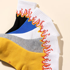 5 Pairs Boys Knit Flame Cotton Socks for Summer and Spring