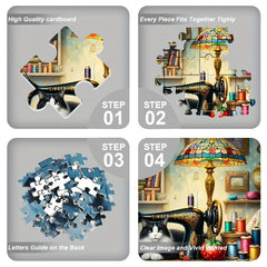 Cat Puzzle 1000pcs Charming Cat & Sewing Machine Durable Jigsaw