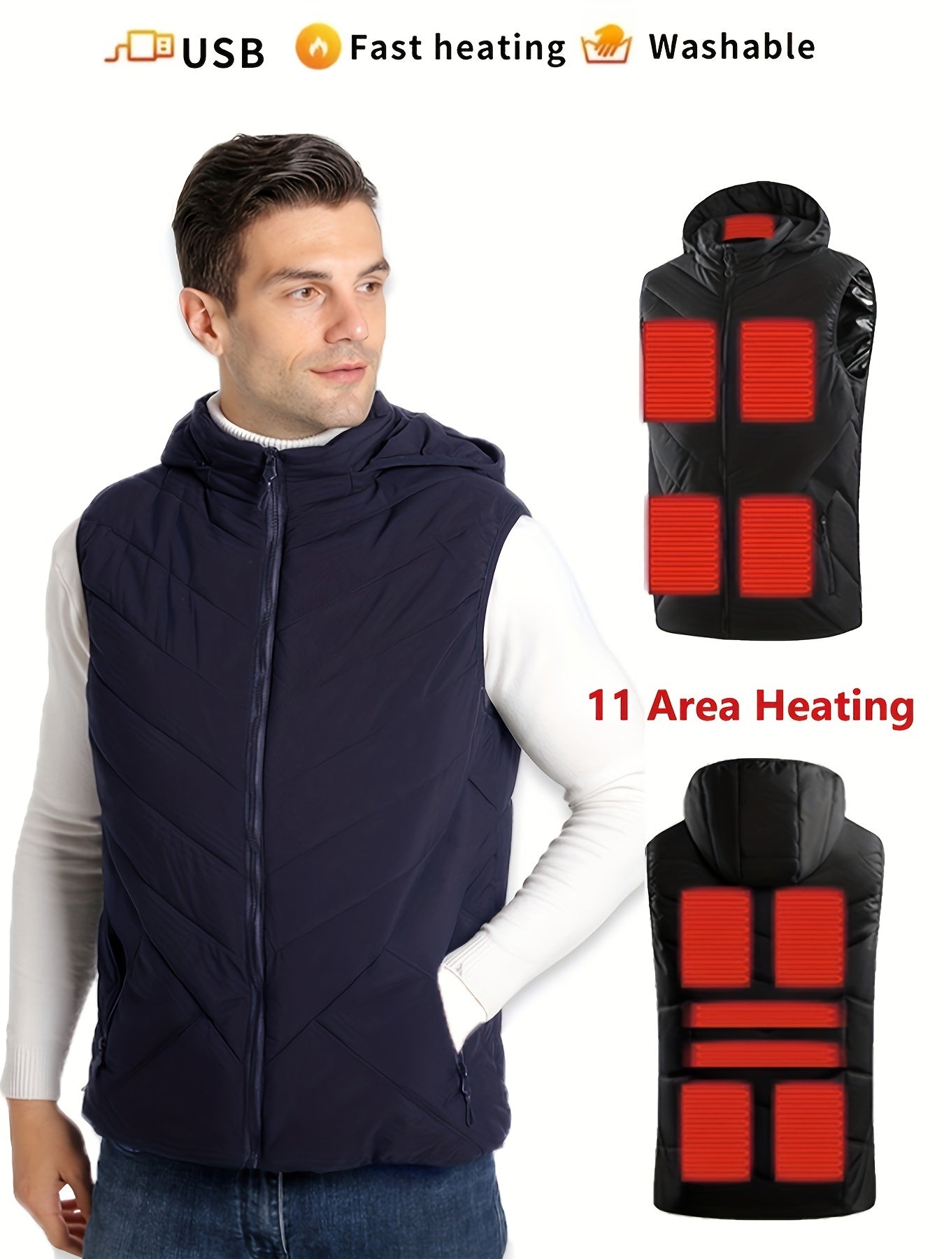 Men's Rechargeable Heated Vest for Outdoor Activities