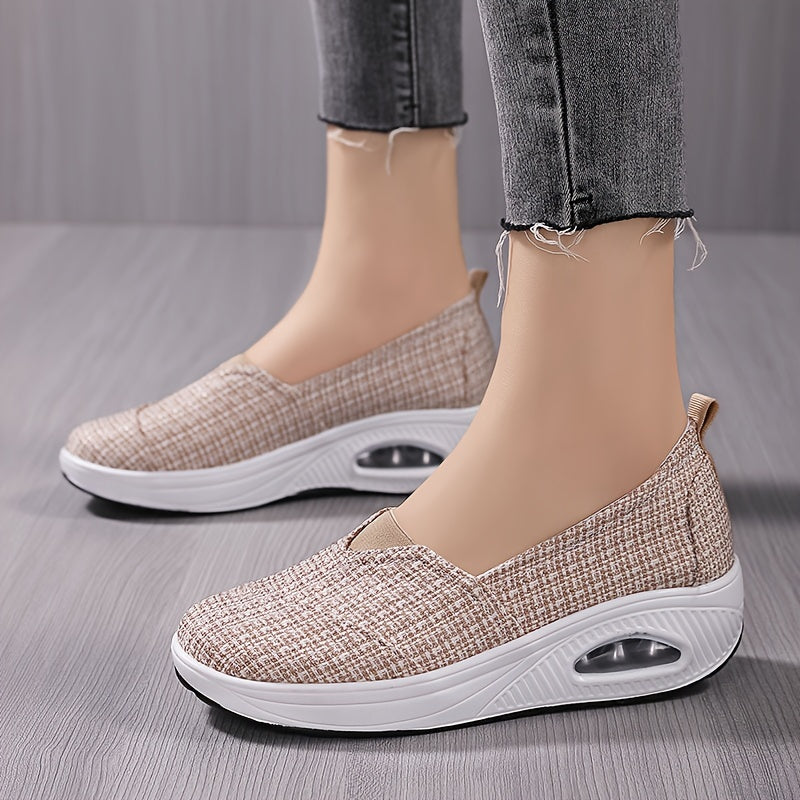 Plaid Slip On Walking Shoes Lightweight Casual Sneakers