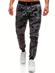 Men's Tie Dye Print Joggers Stretch Drawstring Pants