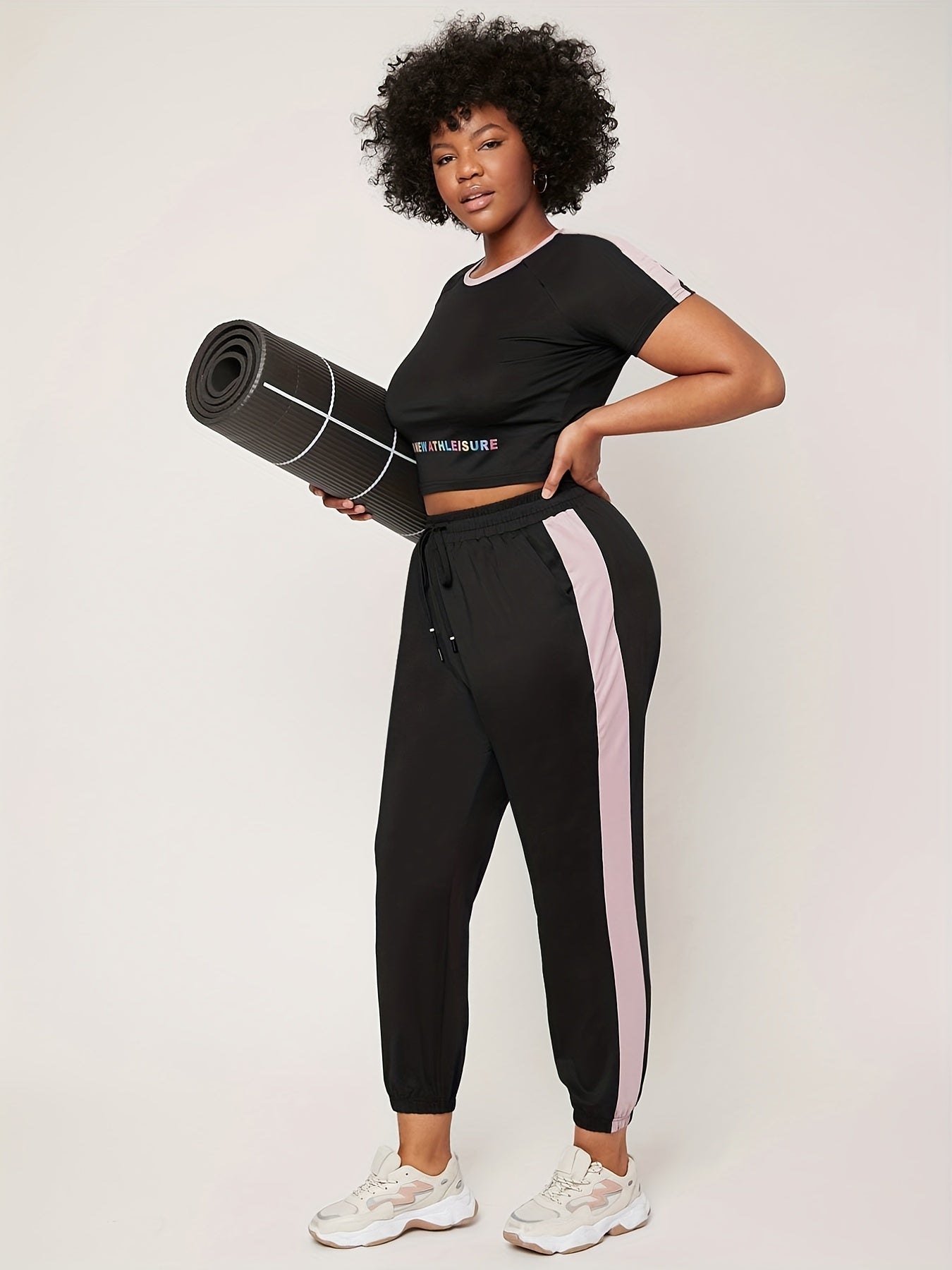 Colorful Letter Print Two Piece Set