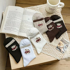 6 Pairs Bear Print Socks Women's Stockings & Hosiery