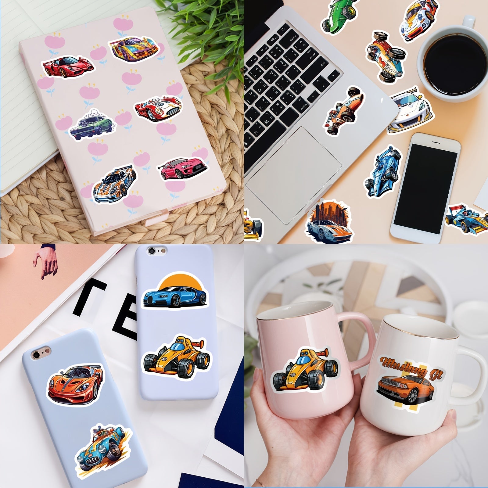 50pcs Racing Car Stickers Waterproof Vinyl Decals Laptop Skateboard Phone Water
