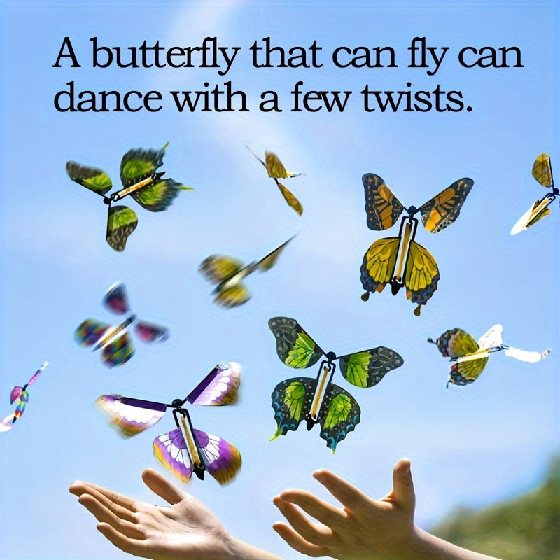 10pcs Magic Wind Up Flying Butterfly Toy Rubber Band Powered Surprise Gift