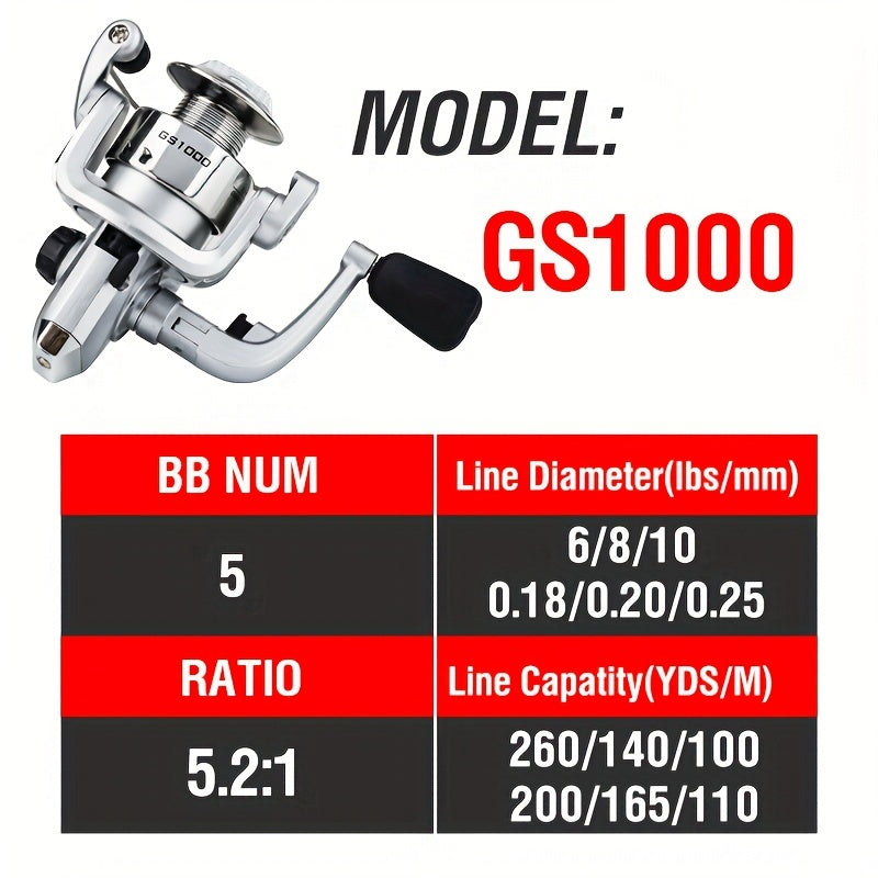 GS1000 7000 Fishing Reel Semi Metal Grip High Speed Spinning Reel