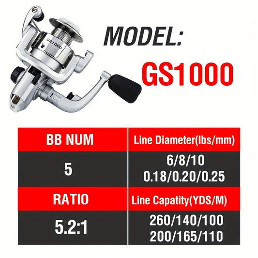 GS1000 7000 Fishing Reel Semi Metal Grip High Speed Spinning Reel