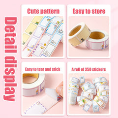 350 Name Stickers Colorful Tape School Label Stickers